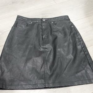 H&M Black Leather Midi skirt